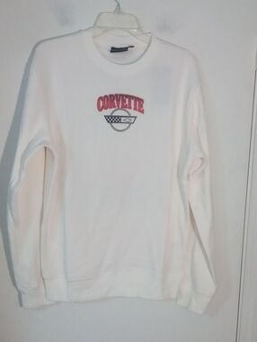 White Corvette Crewneck Sweatshirt Unisex NWT From Chemistry GM Officially Licen